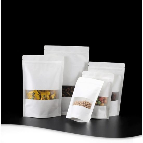 50pcs white kraft paper bags stand up Zipper/zip lock candy tea dried fruit gift packaging Moisture-proof open window pouch - Image 10