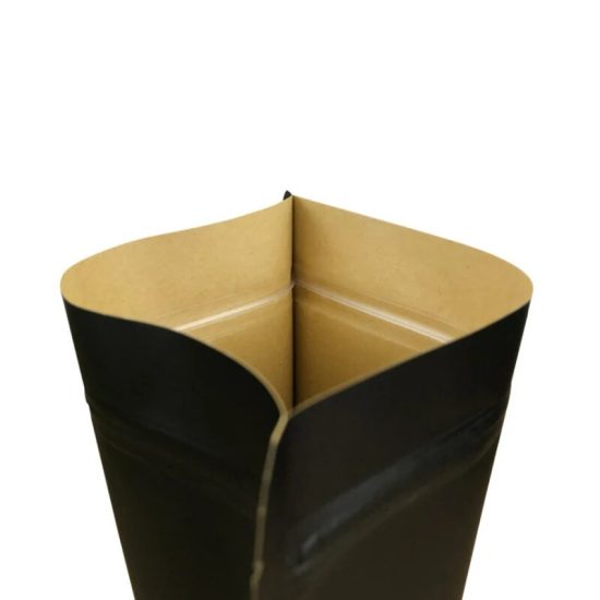 Black Kraft Paper Stand Up Zip Lock Bags With Window Resealable Biscuits Coffee Bean Snacks Craft Paper Packaging Pouches - Image 5