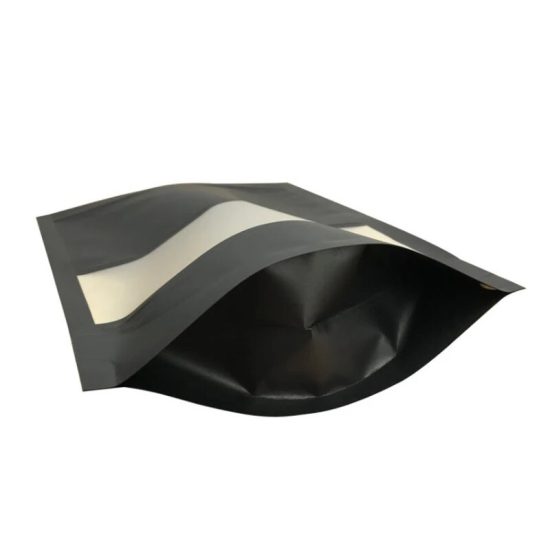 Black Kraft Paper Stand Up Zip Lock Bags With Window Resealable Biscuits Coffee Bean Snacks Craft Paper Packaging Pouches - Image 6