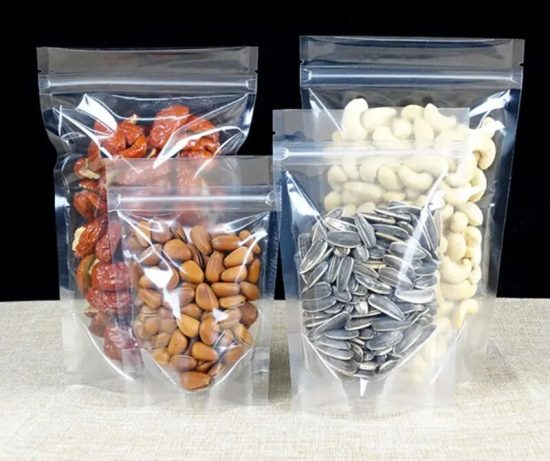 50 Pieces Stand Up PET Transparent Zip Lock Plastic Food Spice Powder Packaging Pouch Clear Bags - Image 2